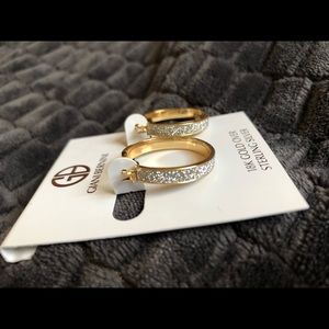 Glitter 18K gold hoops NWT